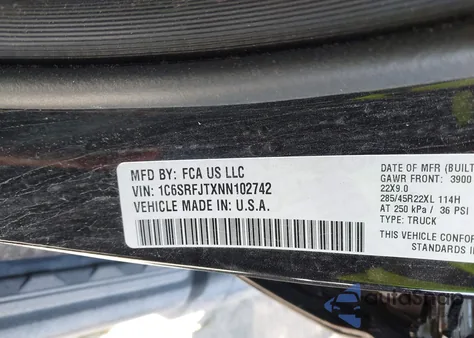 2022 Ram 1500 Laramie 4X4 5'7 Box from USA, damaged, VIN 1C6SRFJTXNN102742